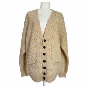 Carraig Donn Vintage Wool Cable Knit Cardigan